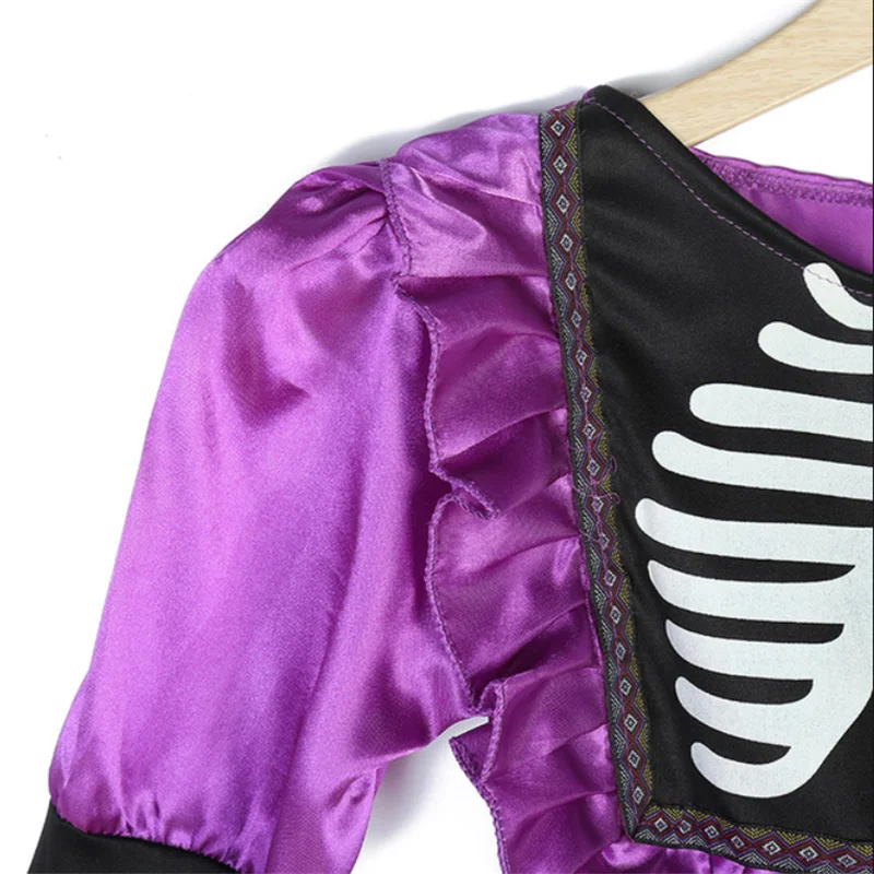 CoCo-Mama Imelda Halloween Cosplay Costume para Meninas, Vestido de Esqueleto, Vestido Música, Sonhando, Fantasia, Roxo, Festa Infantil