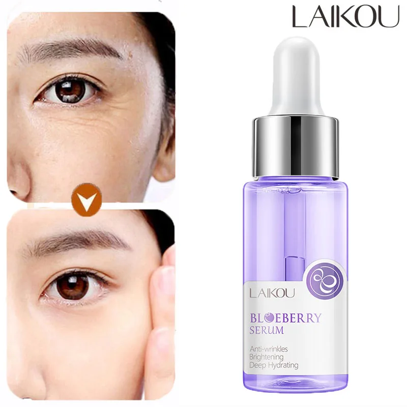 LAIKOU Blueberry Anti Wrinkles Facial Serum Brighten Skin Tone Hydrating Repair Damaged Skin Whitening Remove Spots Skin Care