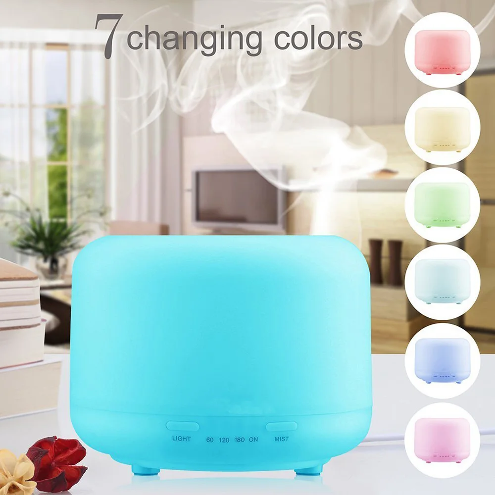 الهواء المرطب بالموجات فوق الصوتية الكهربائية زيت طبيعي الناشر لتنقية المنزل 300 مللي 500 مللي رائحة أنيون ضباب صانع مع 7 LED ليلة مصباح