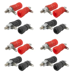 2/5/10Pairs 4mm Banana Socket Binding Post Nut Banana Plug Jack Terminal Block Connector Nickel Plated Red Black
