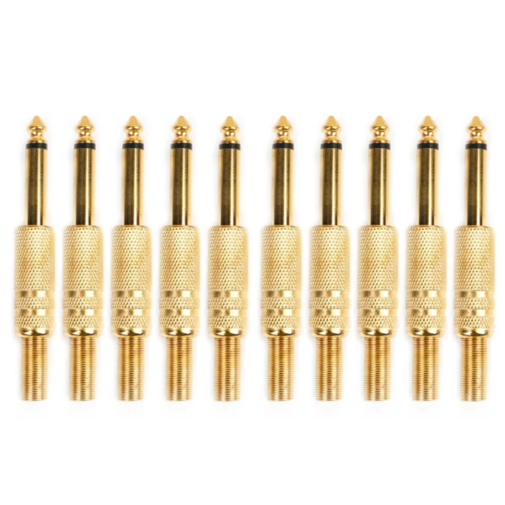 

10 Pcs 6.35mm Male 1/4 Mono Jack Plug Audio Connector Soldering Gold Plated Audio Connectors