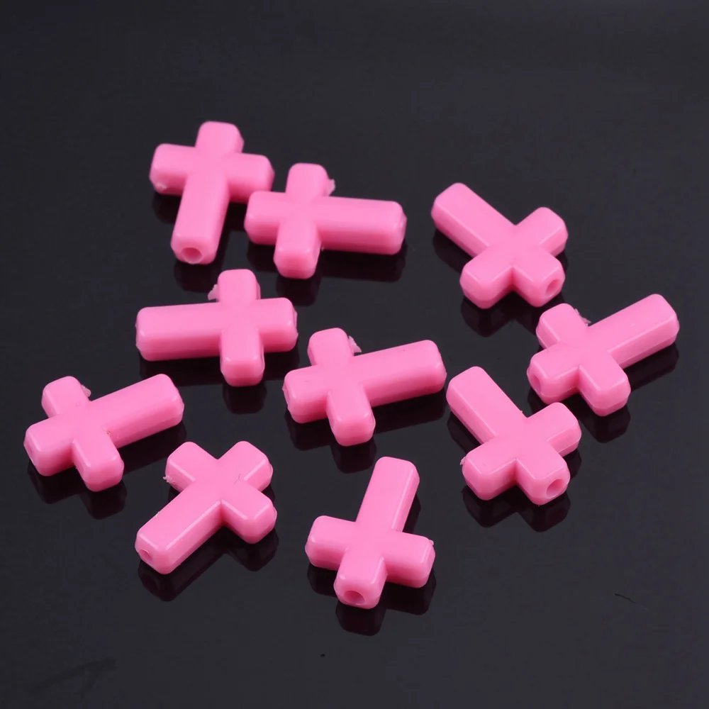 16x12mm Cross Shape Opaque Acrylic Plastic Loose Spacer Beads Wholesale Lot for Jewelry Making DIY Findings