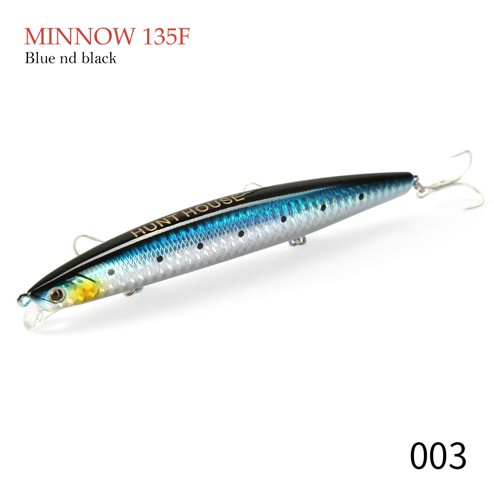 Hunthouse Tungsten Minnow Angelköder, 135 mm, 21 g, dynamisches Balance-Casting-System, schwimmender Wobbler-Köder für Bass, Blaufisch, LW430