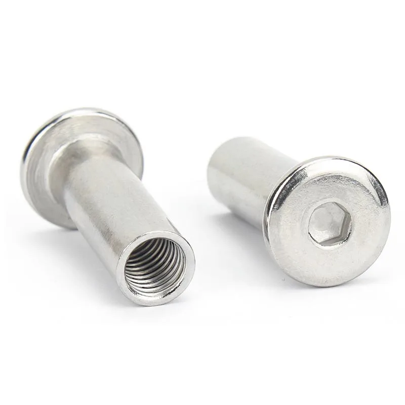 1/10X M3 M4 M5 M6 M8 A2 Rvs Grote Platte Hex Hexagon Socket Head Meubels Klinknagel Connector insert Gezamenlijke Mouw Cap Moer