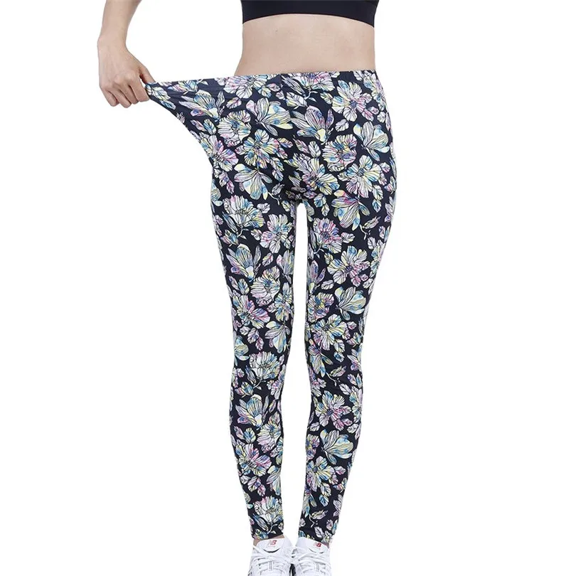 YGYEEG – Leggings de Fitness taille haute pour femmes, collants, vêtements d'entraînement, de course, à motif floral, pantalon confortable élastique