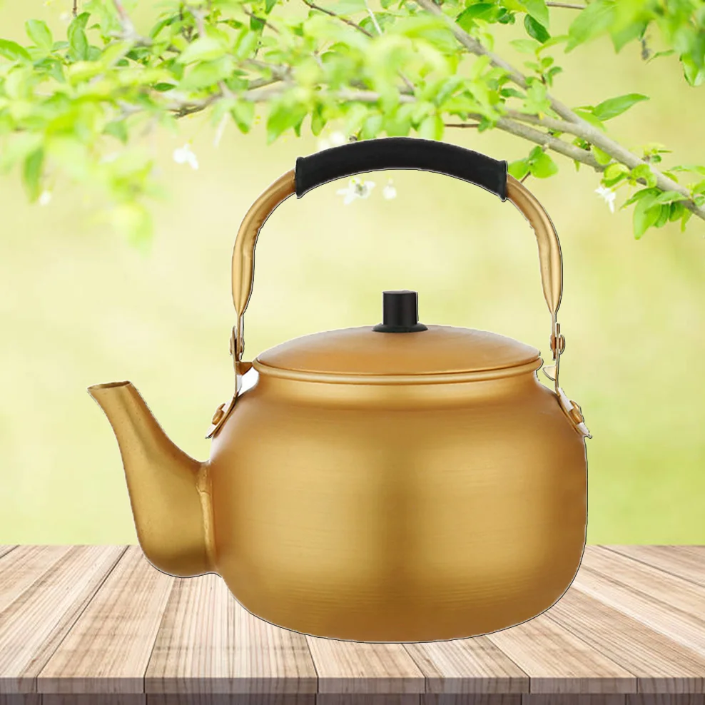 

Yellow Aluminum Teapot, Home Gas Boiling Kettle, Beauty Health Tea Infuser, Korean Rice Jug, Warm Wine Pot with Minor Flaws, 2L