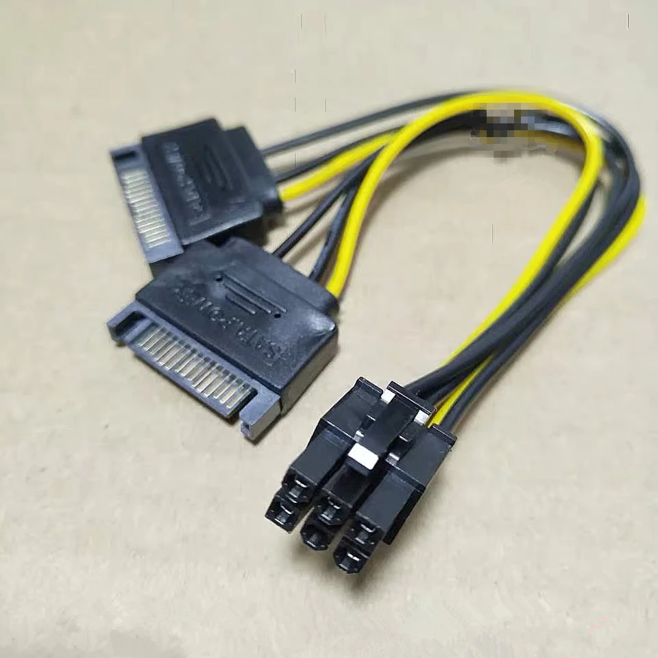 SATA المزدوج 15Pin م إلى بطاقة جرافيكس PCI-e PCIE 6 دبوس F بطاقة الفيديو كابل إمداد الطاقة 6pin إلى Sata 15Pin Y الفاصل محول 18AWG