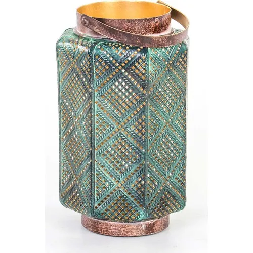 Euro Flora Yeşilkahve Metal Candle Holder Lantern 15x25 cm