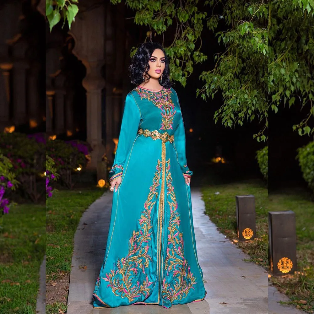 Laxsesu-Robe de Soirée Caftan Marocain Bleu Ciel, Ligne A, Col Rond, Manches sulf, Bal de Promo, 2022