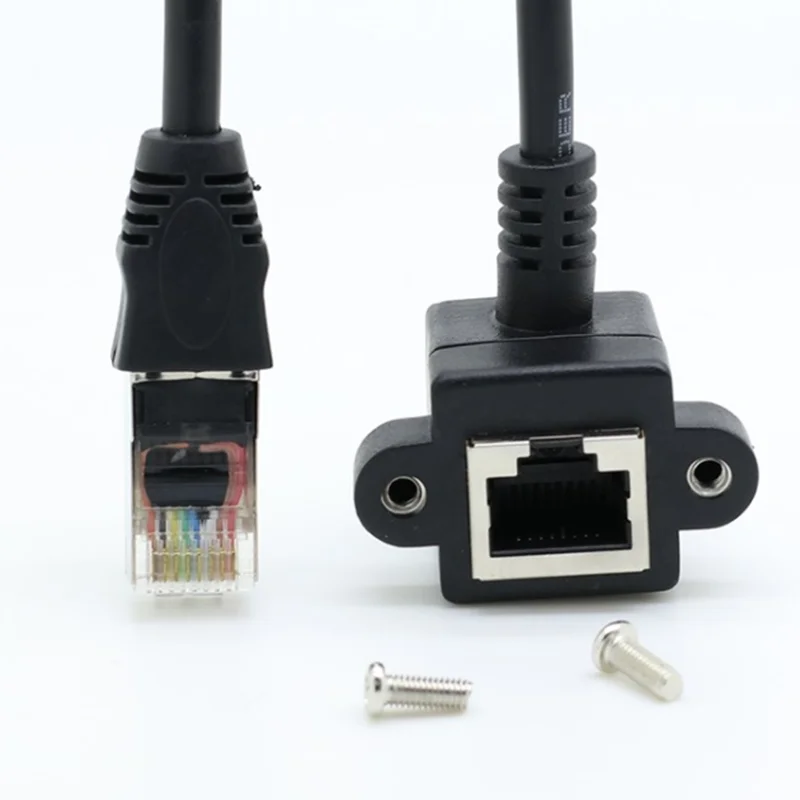 With Mounting Screw Holes for Computers and Routers 100cm RJ45 Male to Female Elbow CAT5 Ethernet Connection Extension Cable