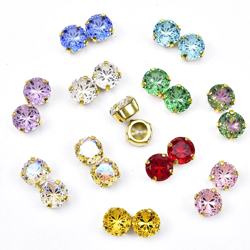 Sew Lotus Round Rhinestone Arc-Shaped Carving Crystal Stone Diy Gem Diamond Clothing Accessories Jewelry Making Nail Art Strass