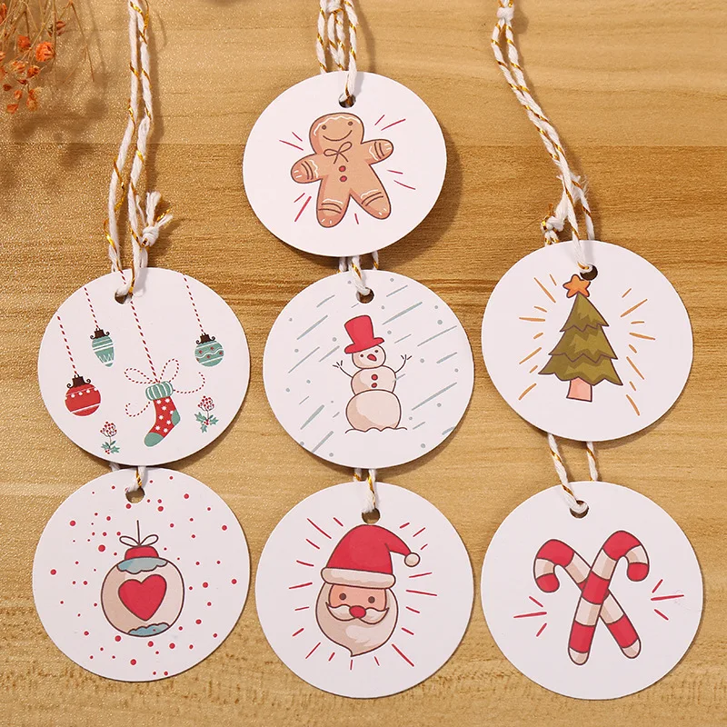 

Circle Shape Christmas Kraft Paper Gift Label Tags Handmade Jewelry Charms Tags DIY Candy Label Xmas Favors Gift Decorations Tag