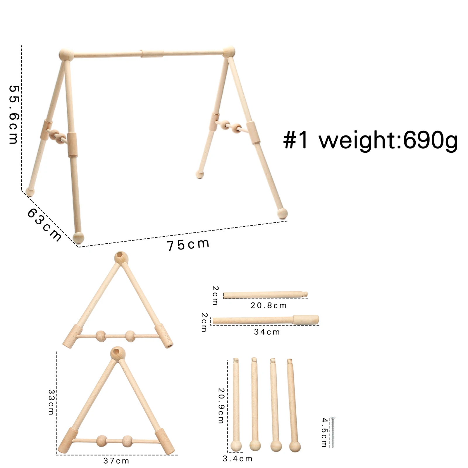 Nordic Baby Wooden Gym Fitness Frame Rack Baby Activity Gym Mobile Suspension Baby Room Decoration Newborn Baby Accessories