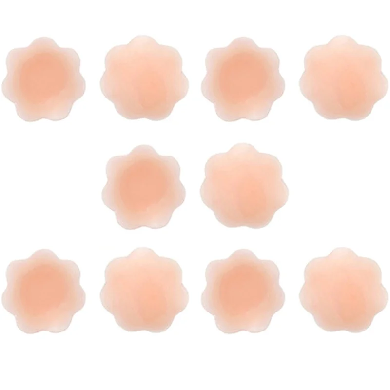 10x riutilizzabile Silicone petalo adesivo copricapezzoli invisibile reggiseno Pad Pasties nuovo autoadesivo capezzolo seno Pasties Cover # L35