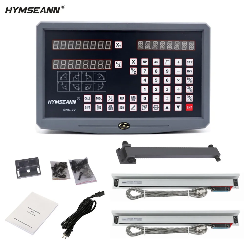 Complete Set 2 Axis DRO kit Milling Lathe Grider Digital Readout Display with 2PCS 5um Optical Ruler Linear Scale Encoder Line