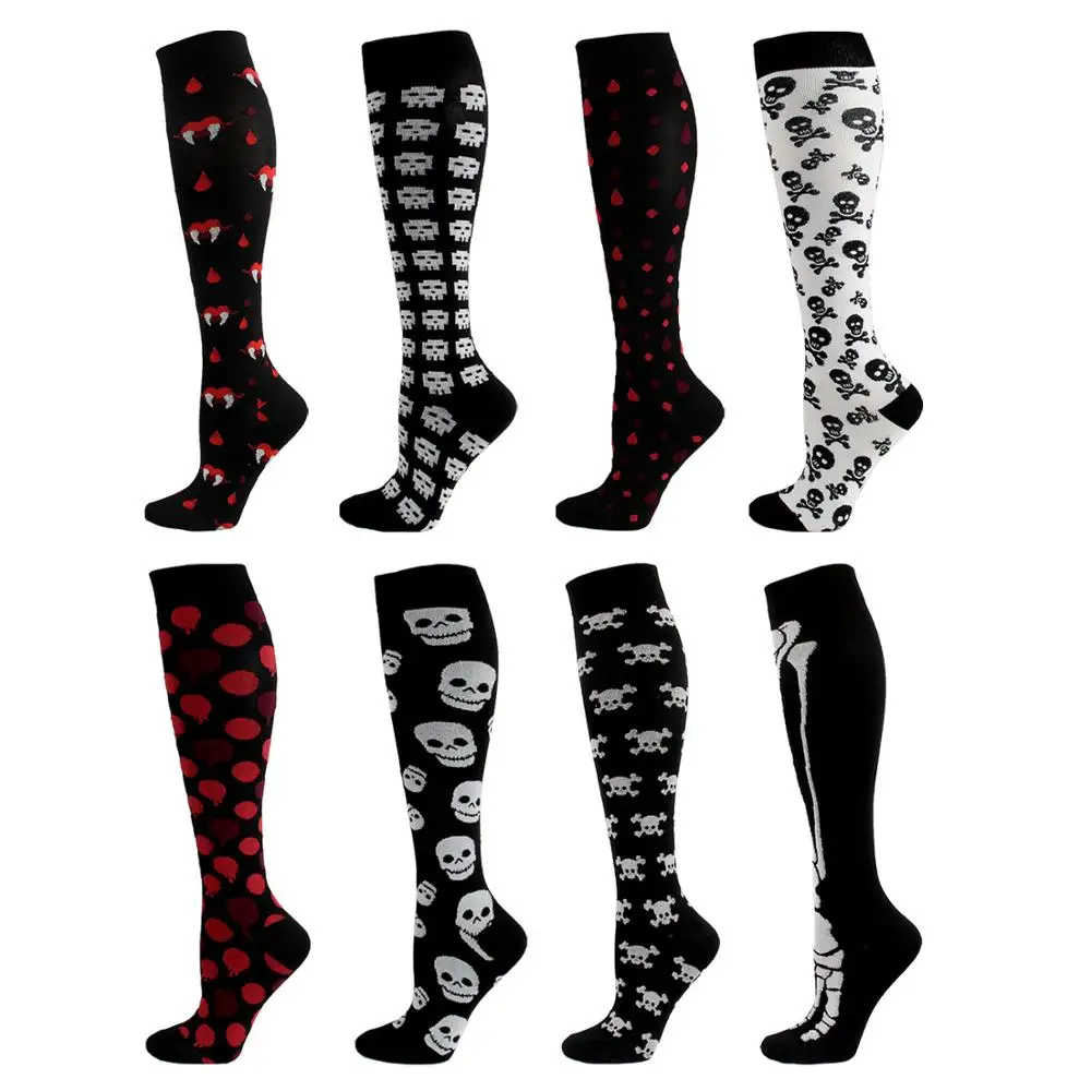 Compression Socks Halloween Stocking Skeleton Pumpkin Head Pattern Halloween Pressure Running Bicycle Basketball Sports Socks