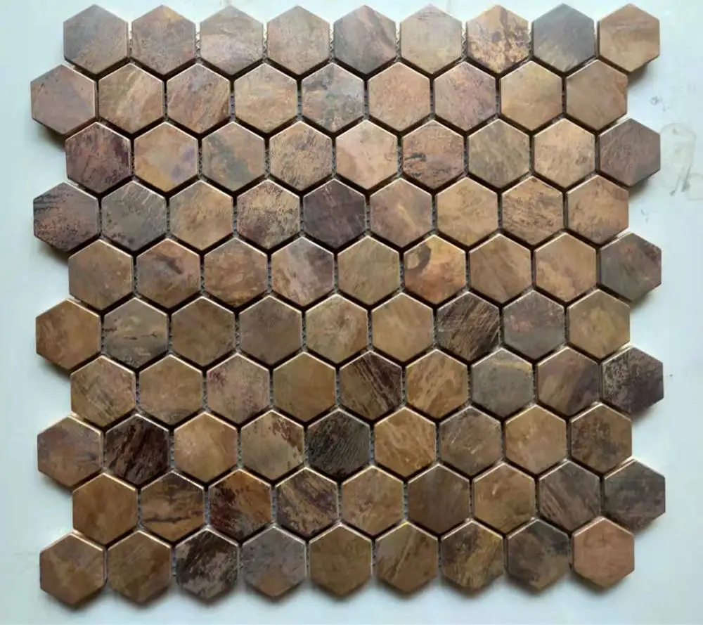 Retro Dia 30mm Hexagon Copper Metal Mosaic tile for kitchen backsplash imitated rust wall tile, Loft Retro industrial style