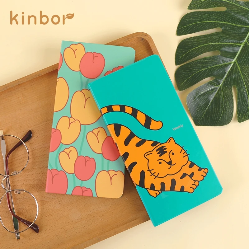 Kinbor Weekly Plan Week Grid Book Portable Pocket Book Small Notebook Cartoon Creative Hand Book Student  Korean Stationery