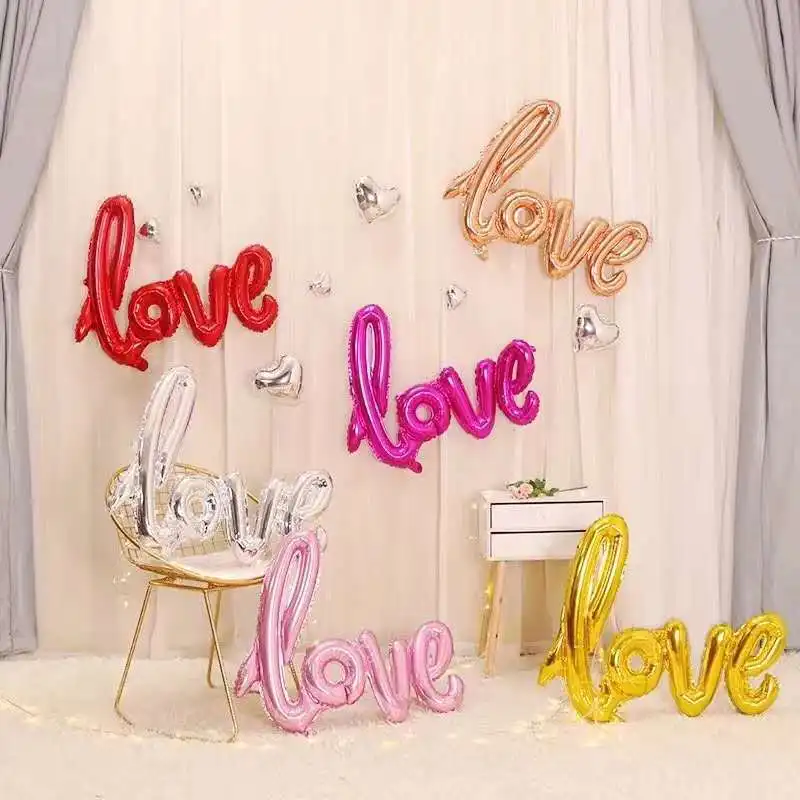 22-inch Connected Love Balloons Wedding Room Decoration Birthday Party Festive Events Supplies Letter Aluminum Foil Balloon