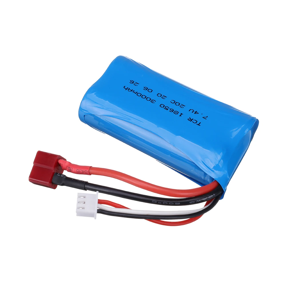 Lipo Batterij Voor Wltoys 12428 12401 12402 12403 12404 12423 FY-03 FY01 FY02 Rc Speelgoed Auto Onderdelen 7.4V 3000Mah 18650 T Plug