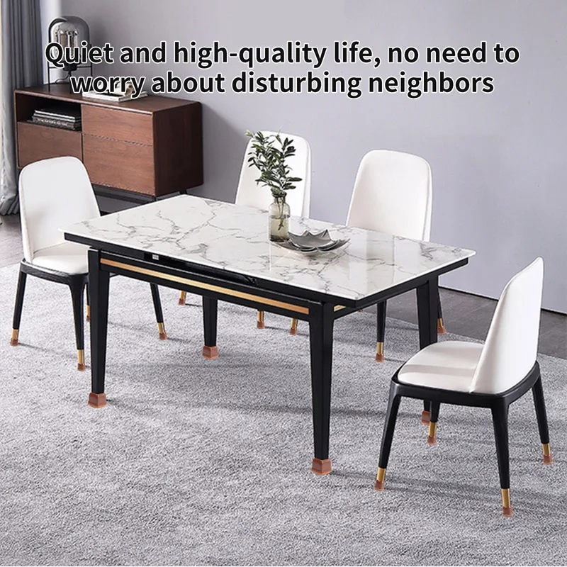 32PCS Table Chair Leg Floor Caps Cover Protectors Non Slip Square TPR Furniture Glides Feet Felt Pads Hardwood Floors Protector