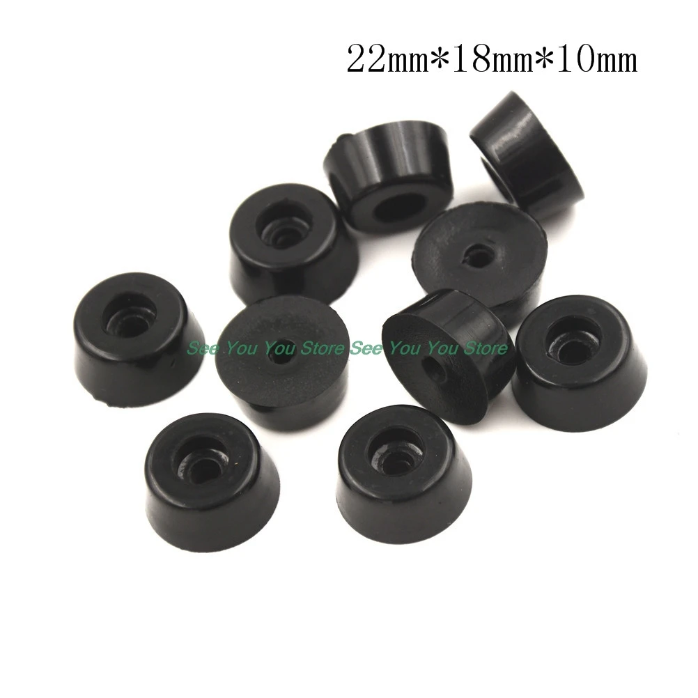 10pcs Anti slip furniture legs Feet Black Speaker Cabinet bed Table Box Conical rubber shock pad floor protector Furniture Parts