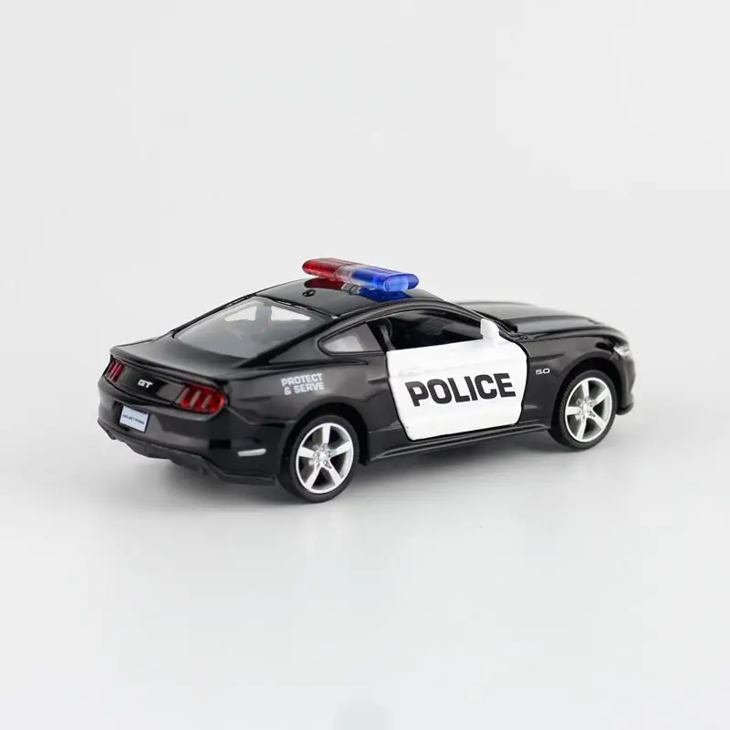 RMZ City Toy Diecast Model 1:38 Scale 2015 Ford Mustang GT Police Pull Back Doors Openable Car Educational Collection Gift Box