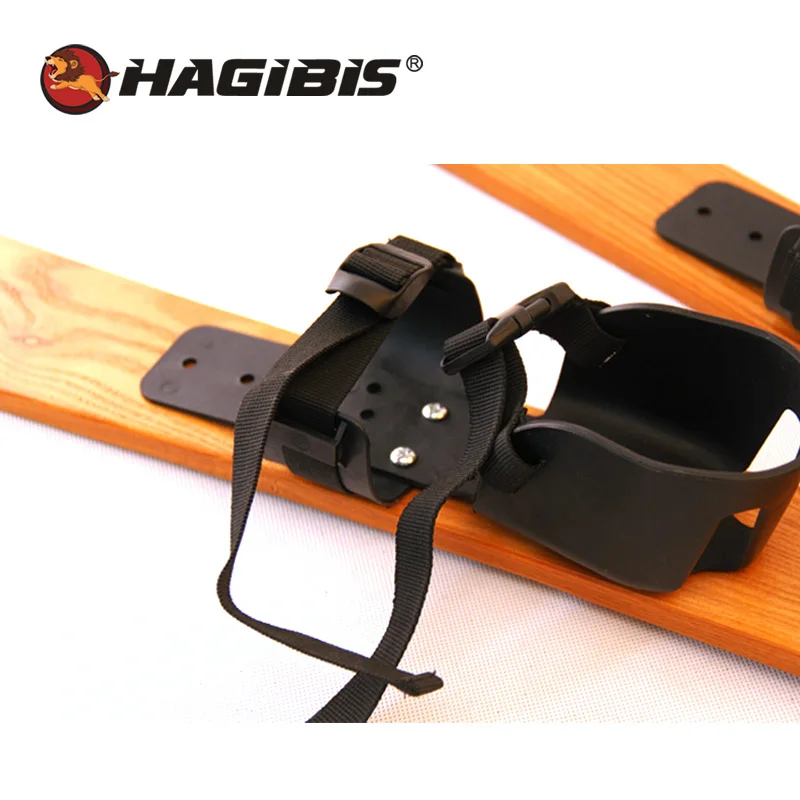 HAGIBIS Beginner Snow Skis and Poles Willow Wooden Snowboard  110cm/130cm x 7cm, Outdoor Snow Sled