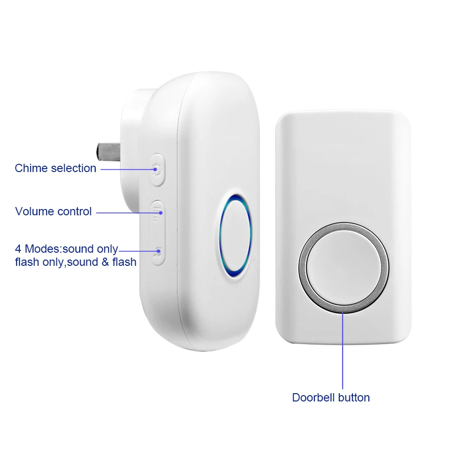 No Need Battery Wireless Doorbell Waterproof Electronic Door Bell LED Flashing Security Alarm Welcome Melodies Mini Button