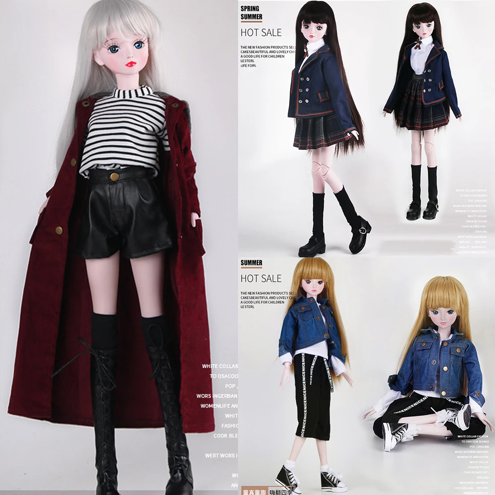 Fashion 1/3 Bjd Doll Dress Casual Handmade Clothes Outfits, Cosplay Clothing ,Overcoat Dress Up Suit For 60cm Yosd Bjd Dolls