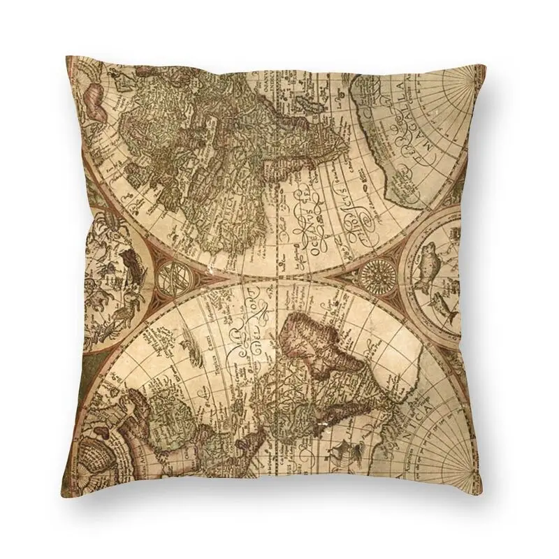 Fashion Ancient World Map Pillow Cover Home Decorative 3D Double Side Printing Cushion Cover for Car