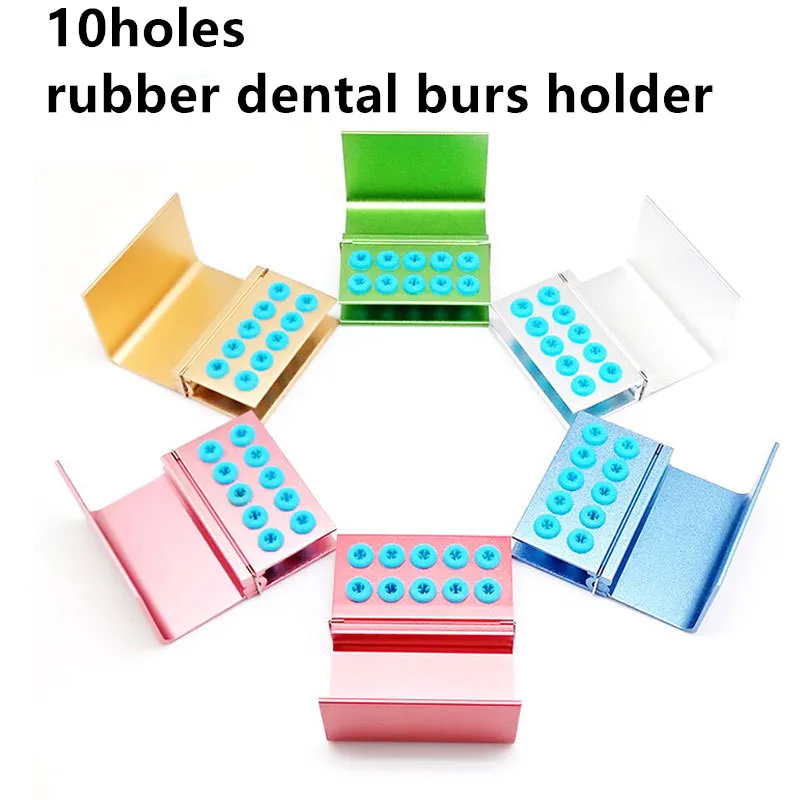 10holes Rubber Dental Burs Holder Block for High/low Speed Autoclavable Disinfection Dentista Burs Holder Sterilizer Odontologia