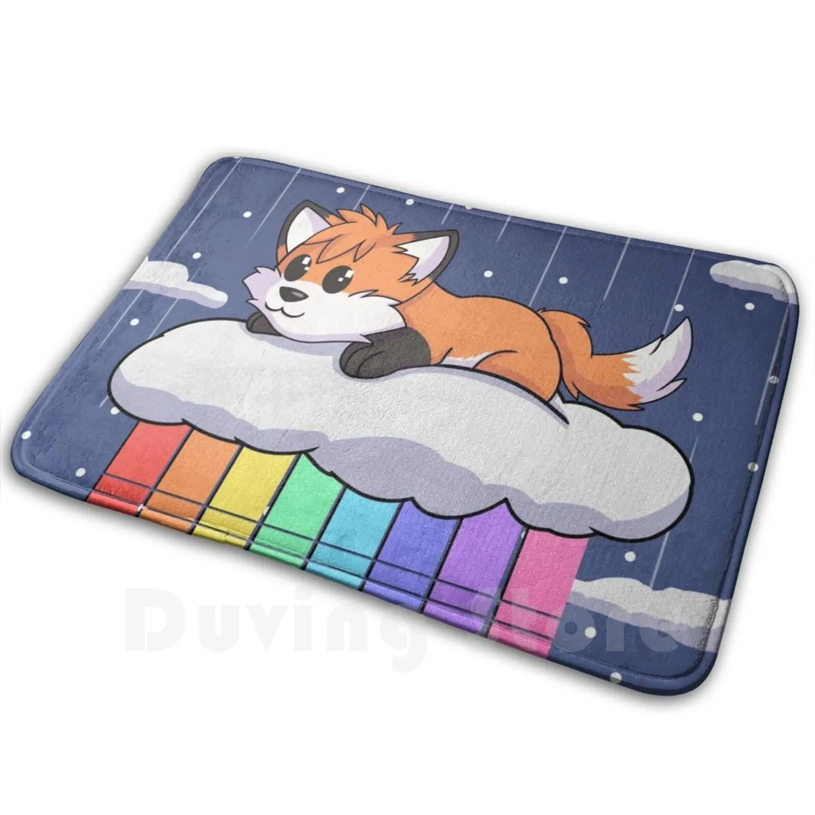 To The Stars Carpet Mat Rug Cushion Soft Fox Kodatzune Space Rainbow Cloud Lightspeed Cute Dog 2d Colorfull Kawai