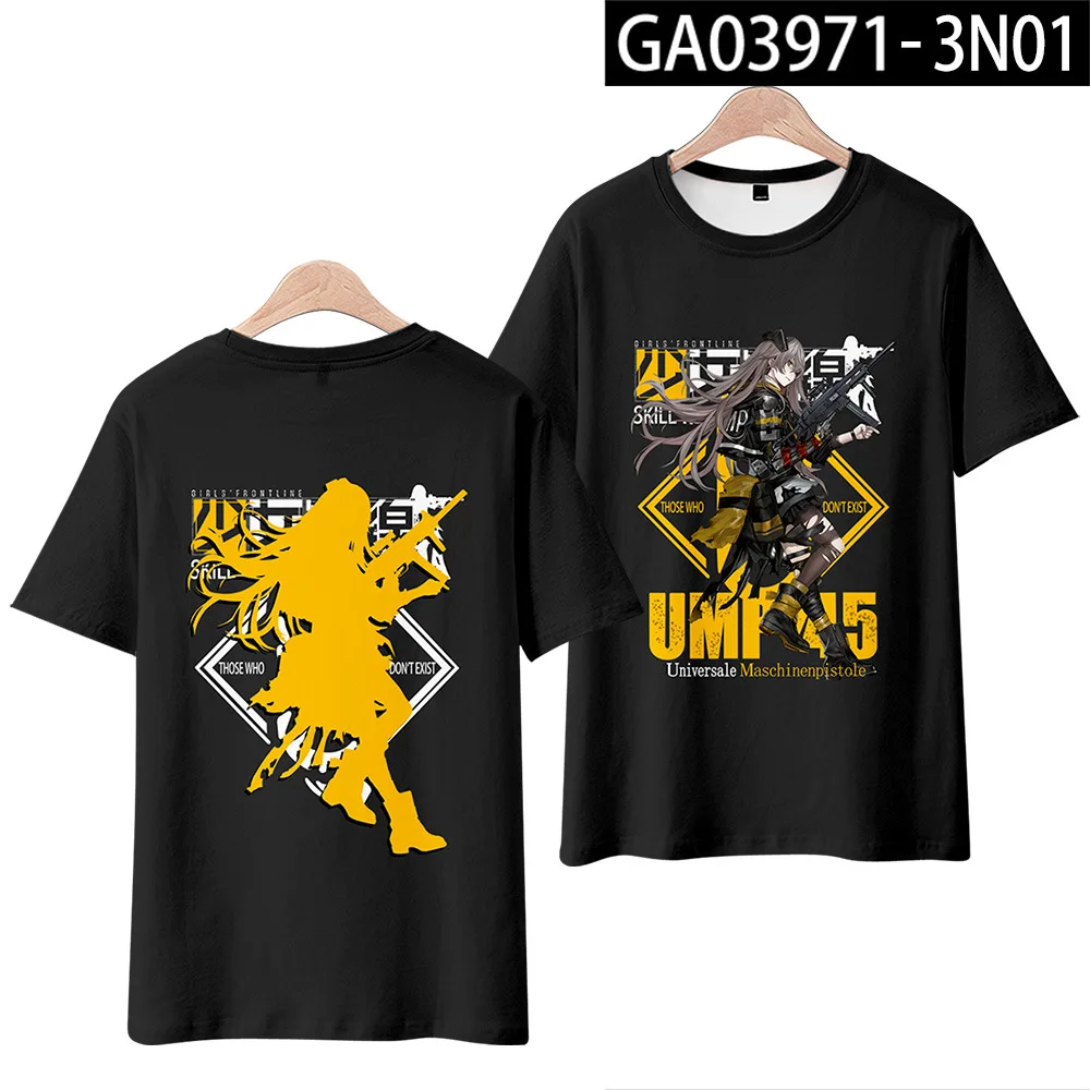 Hot Game Girls Frontline 3D T Shirt Women Men Summer Short Sleeve Funny Tshirt Graphic Tees AR15 404 UMP45 HK416 Cosplay Costume