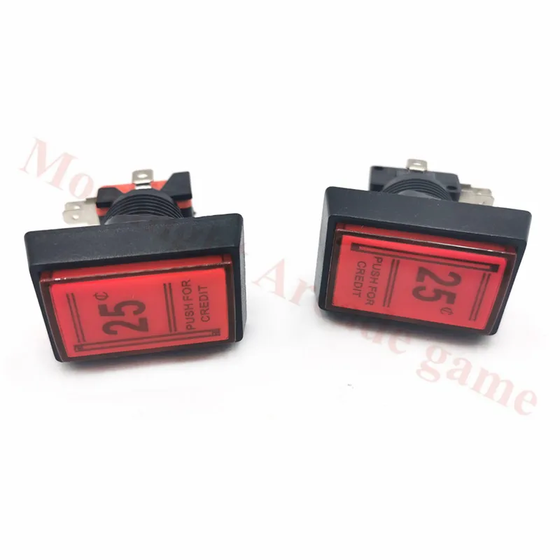 1PC Arcade Credit Button 25 Cents 5V/12V LED illiminated Rectangle Push Buttons with Micro Switch Lighting for Game Playing