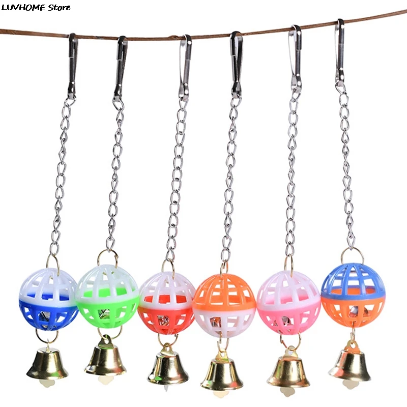 Cute Parrot Toys Pet Bird Parakeet Climb Bite Chew With Hanging Swing Bell Ball Bird Toy Pet Supplies For Parakeet Cockati