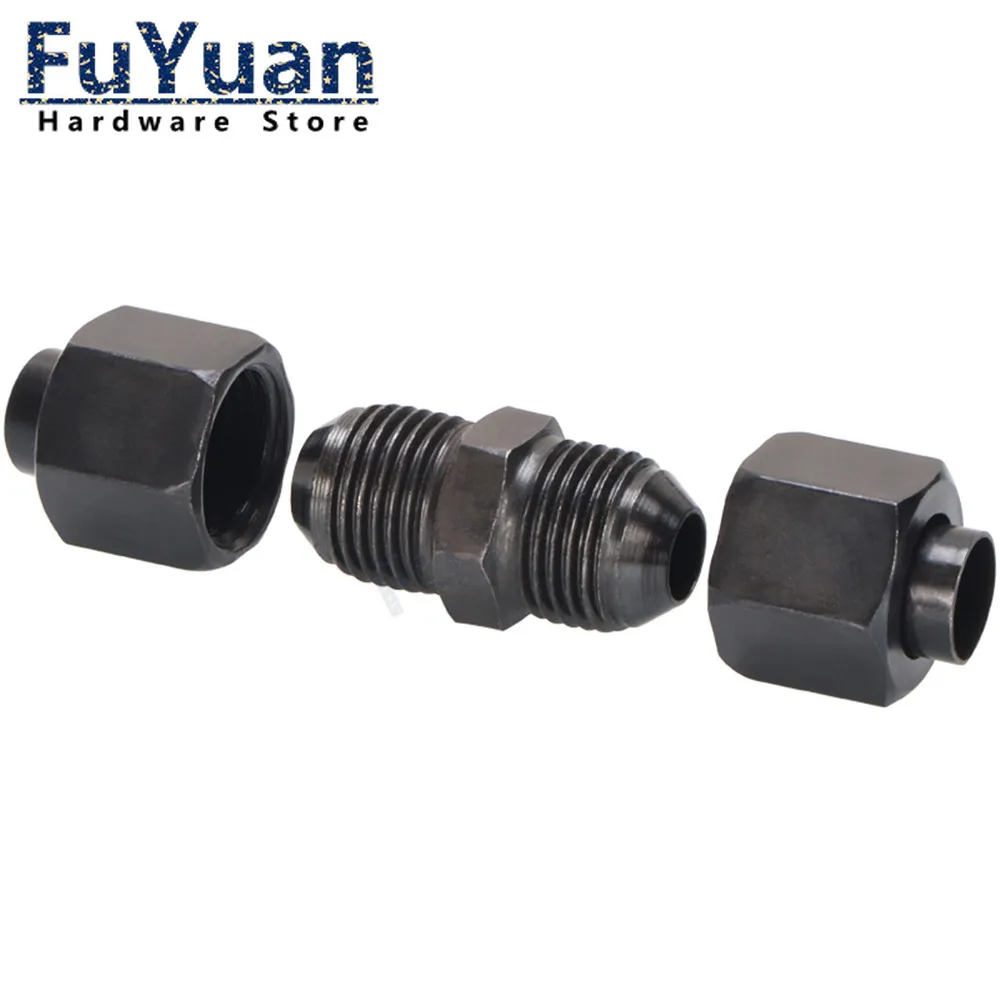 1PCS Carbon Steel High-pressure Hydraulic Double head Flaring Straight-through 6/8/10/12/14mm Connection Fittings