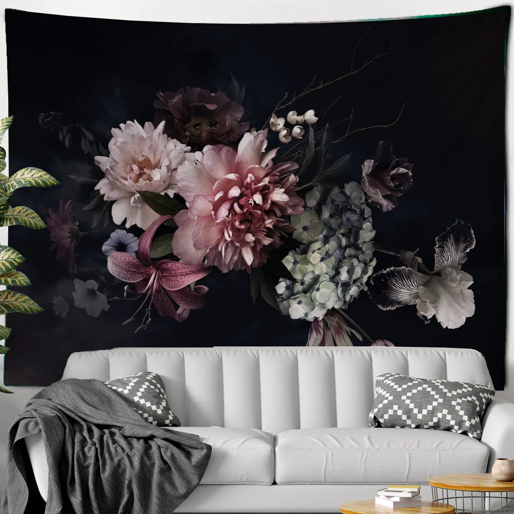 3D Printing Flowers Wall Hanging Bedroom Tapestry Background Gossip Tapestries Hippie Wall Rugs Dorm Decor Blanket