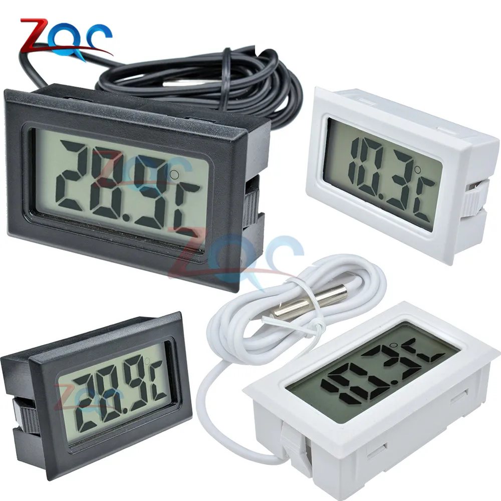 Mini LCD Digital Thermometer for Freezer Temperature -50~110 degree Refrigerator Fridge Thermometer indoor outdoor Probe 1M 2M