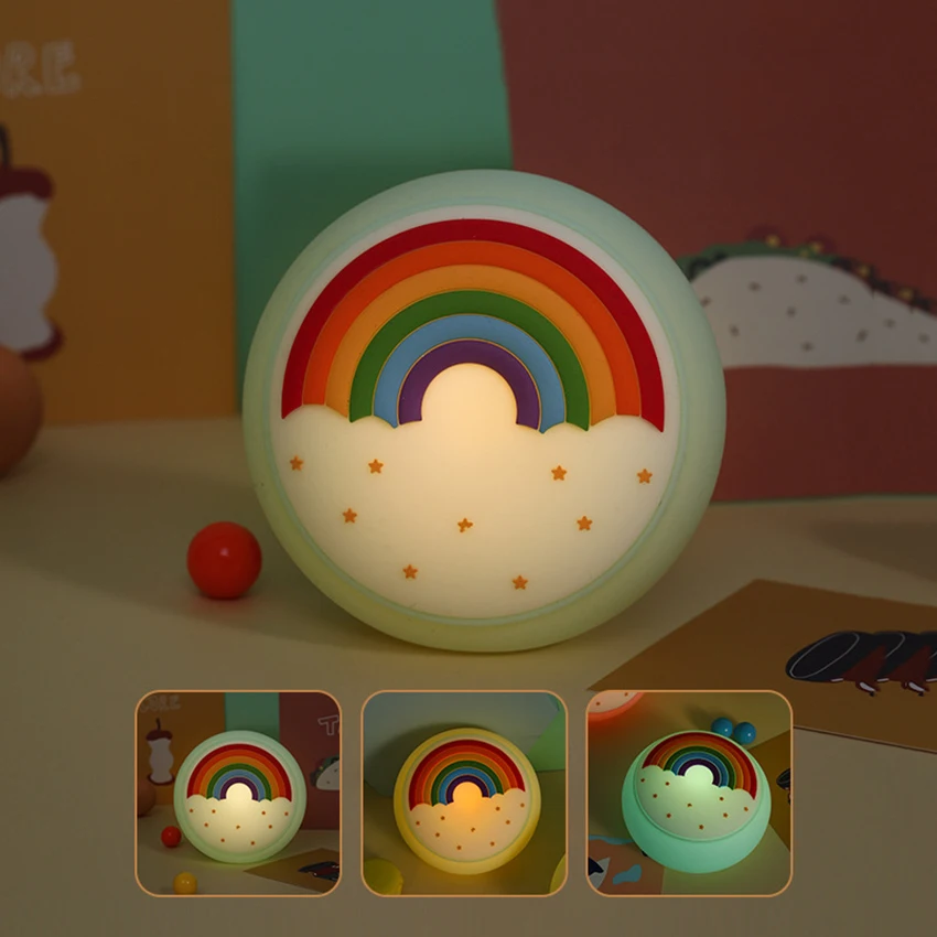 Luce notturna arcobaleno, luce notturna con controllo del rubinetto per bambini, luce notturna a LED carina per la scuola materna, 3 modalità di illuminazione per regalo per bambini piccoli