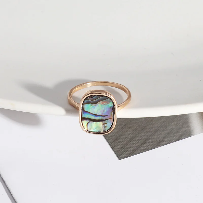 Rectangle Purple Lapis Lazuli Stone Abalone Shell Rings Fashion Inner Dia 1.7cm Gold Color Brincos Pendientes Jewelry for Women