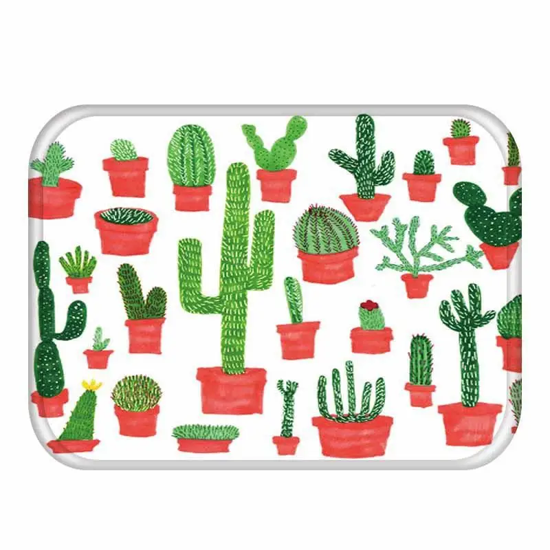 Tropical Plant Cactus Doormat Flannel Cactus Printing Non-slip Floor Mat Home Decoration Door Mat vloermat Badmat Tapis de bain