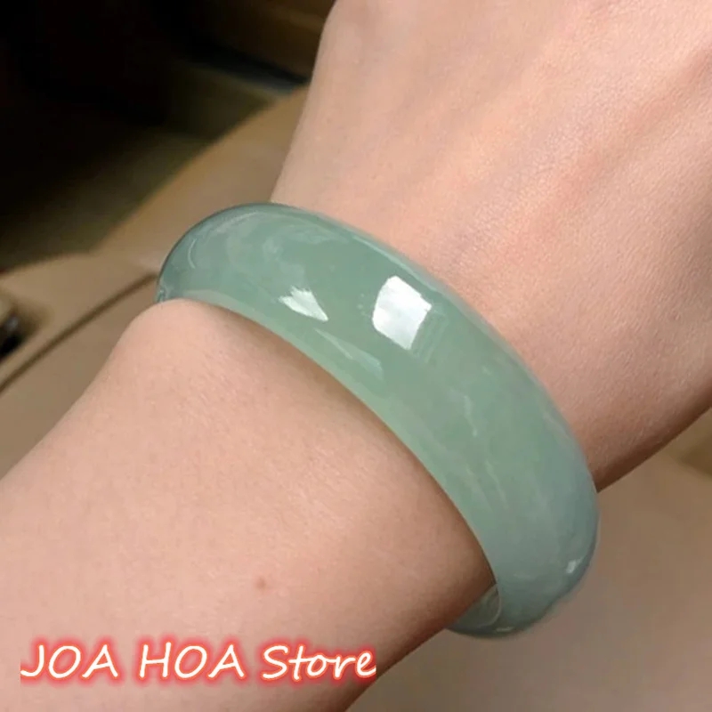 Real Green Jade Bracelet Natural Handmade Lady Party Bangles Fine Jewellry