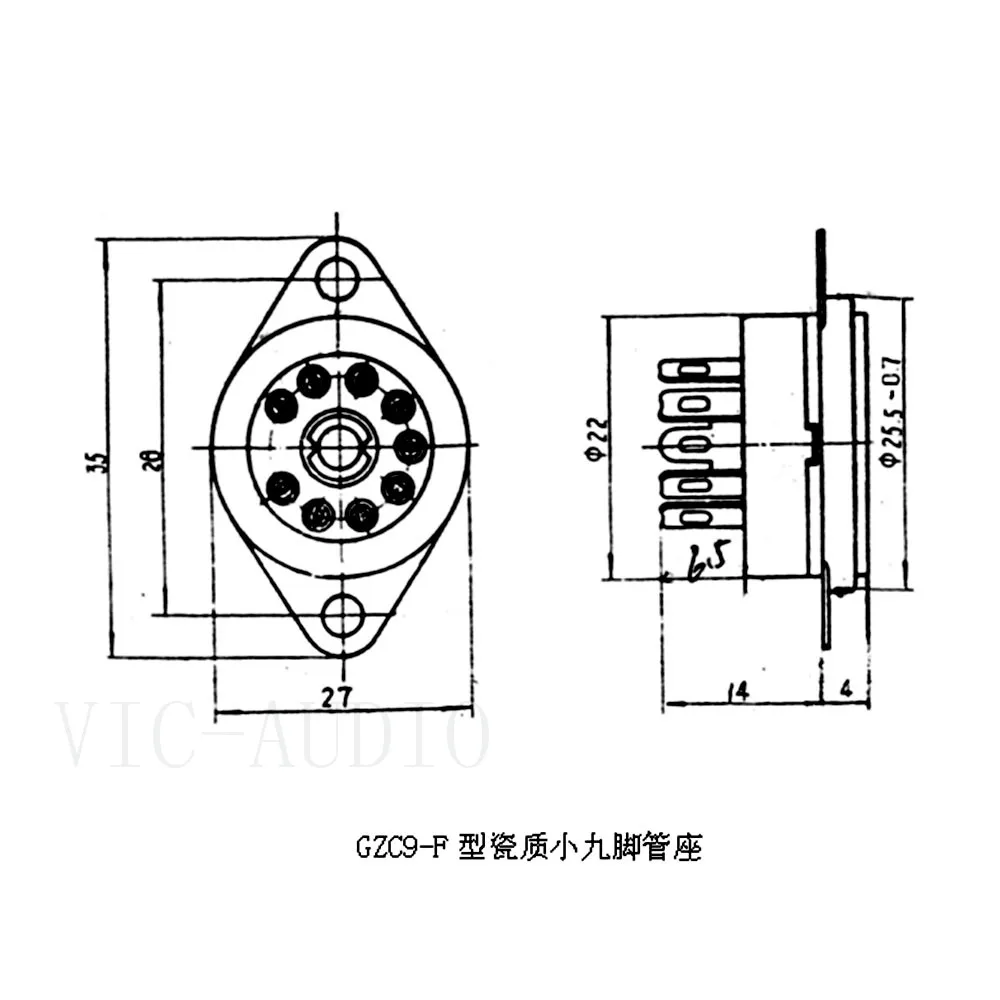 10PCS B9A 9pin Tubo De Vácuo Soquete De Cerâmica Para ECC82 ECC83 6DJ8 EL84 6922 12AX7 12AU7 E88CC Vintage Amplificador De Áudio