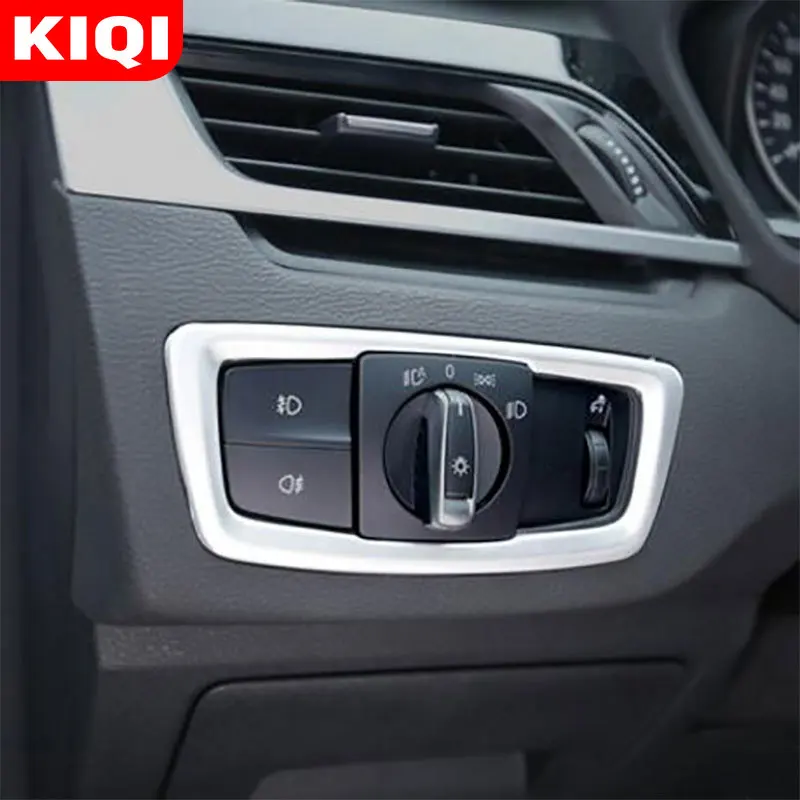 KIQI 1Pc Interior Car Head Light Switch Knob Button Panel Cover Trim Frame for BMW X1 F48 LHD 2016 - 2020 Accessories