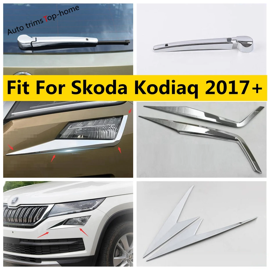 

ABS Chrome Rearview Mirror Front Fog Light Lamp Eyelid Eyebrow Window Wiper Cover Trim For Skoda Kodiaq 2017 - 2022 Accessories