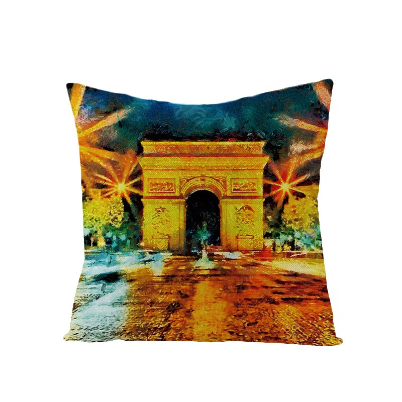 Romantic Paris Notre Dame de Paris Cushion Covers Arc de triomphe France Valentine Love Pillow Case Sofa Car Chair Throw Pillows