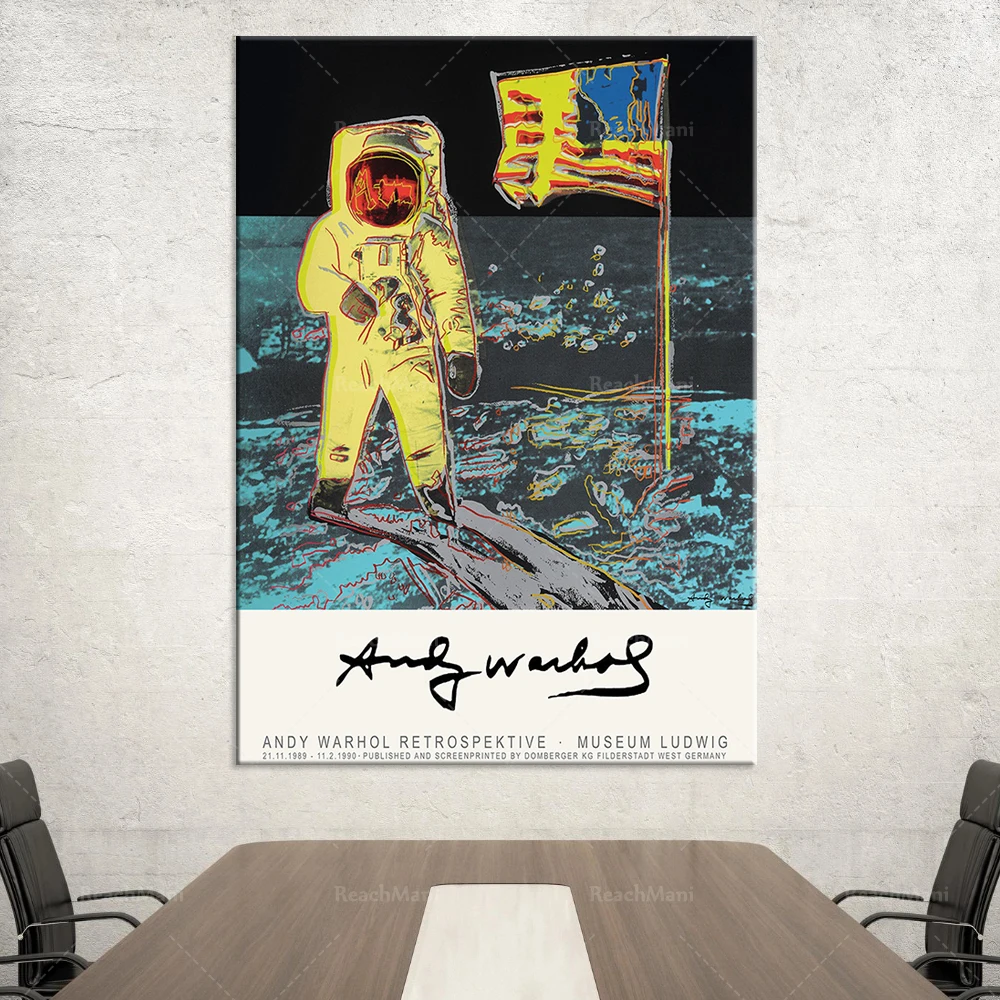 Andy Warhol expo poster, Andy Warhol astronaut wall painting, Téléchargenumérique, space theme mural