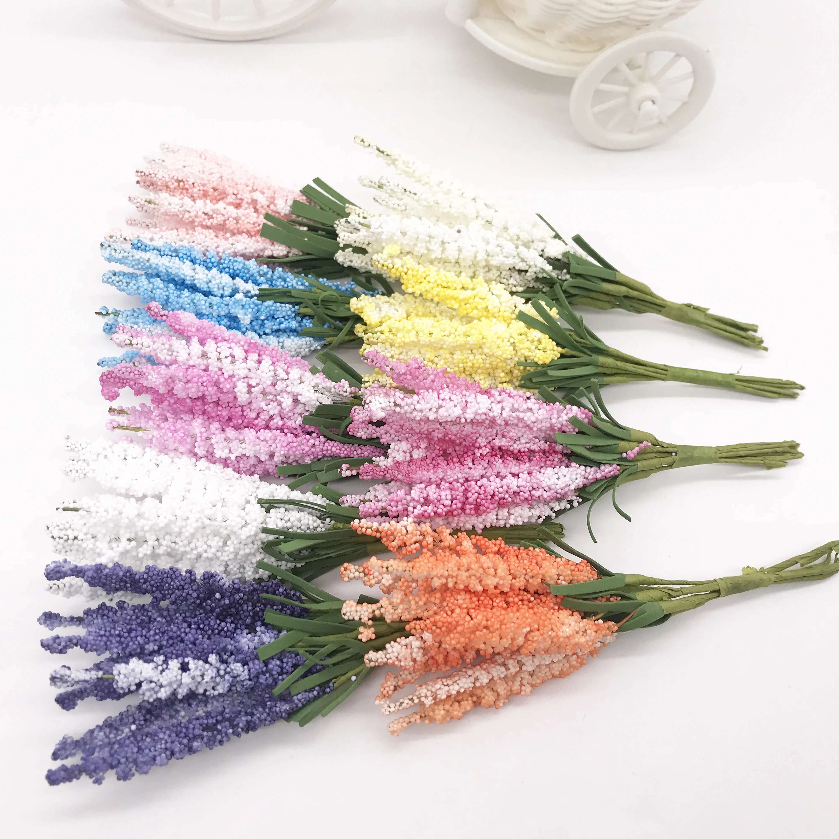 10Pcs/lot Mini PE Lavender Artificial Flowers for Wedding Home Decoration DIY Craft Gift Bride Wreath Scrapbooking Fake Flower