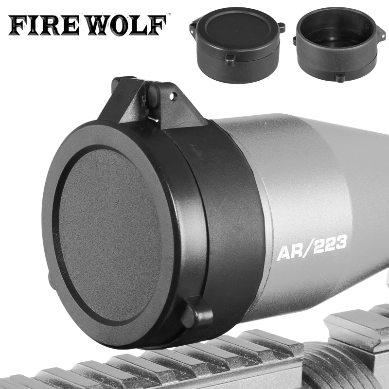 FIRE WOLF 44-69MM Rifle Scope Lens Cover Flip Up Quick Spring Protection Cap Objective Lense Lid For Hunting Caliber